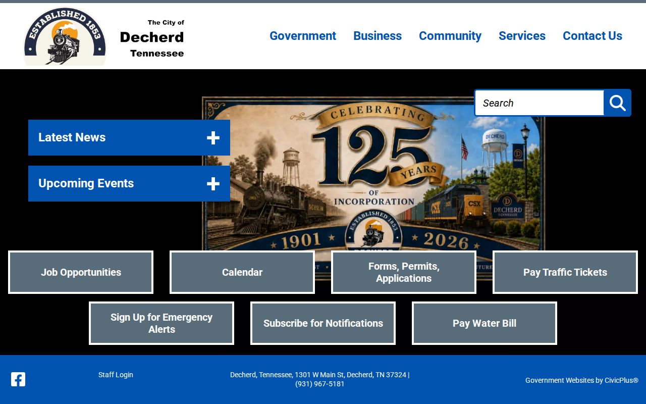 Decherd warrant records reader viewing the city traffic-ticket page