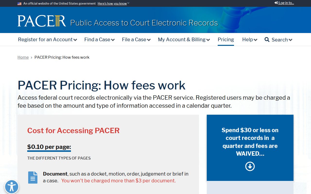 Franklin County most wanted readers viewing official PACER federal docket pricing