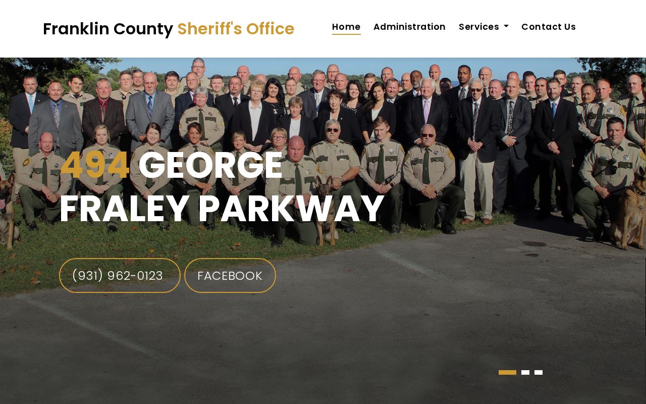 Franklin County Sheriff website home page with public office navigation